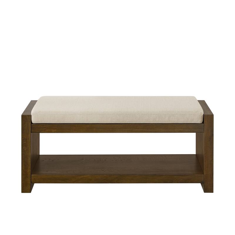 40" Accent Bench with Lower Shelf Shoe Rack - Ivory
