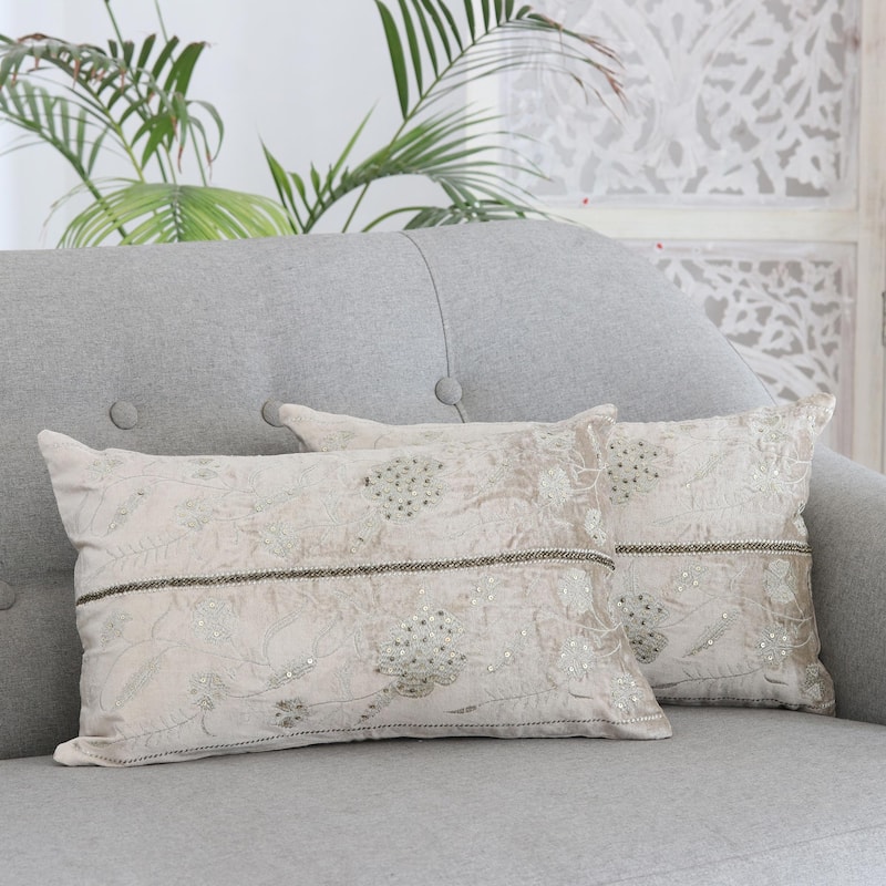 Novica Handmade Velvet Glam Embroidered Velvet Cushion Covers (Pair)