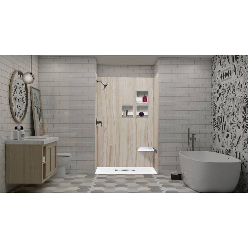 Transolid FZS6036C-09 60-in L x 35.5-in W Zero Threshold Center Drain Shower Base, Black - 60-in L x 35.5-in W