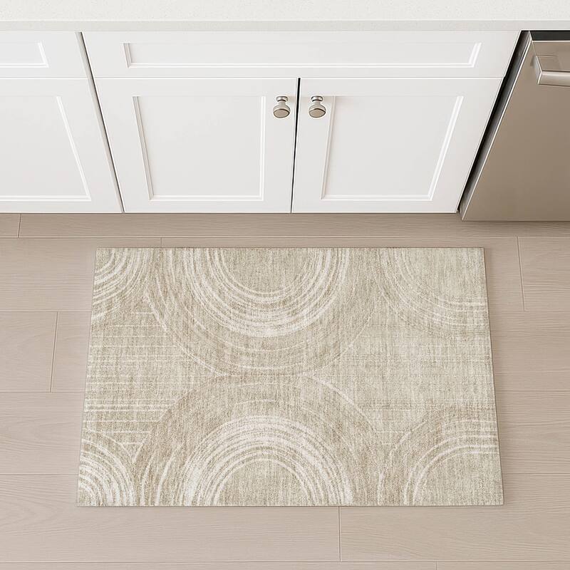 Machine Washable Indoor/ Outdoor Modern Trax Chantille Rug