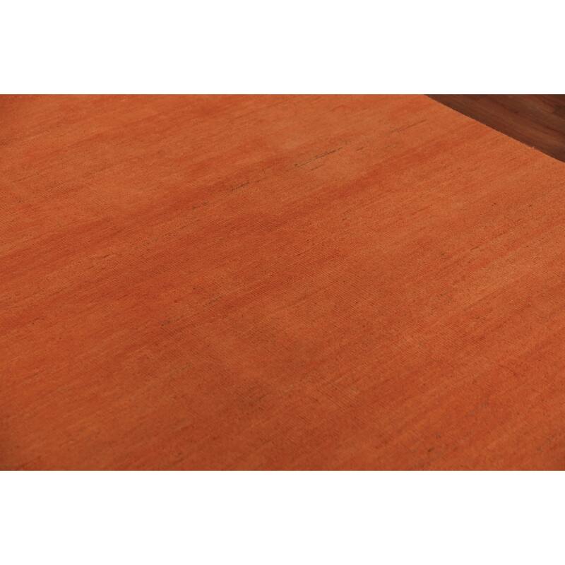 Orange Gabbeh Modern Area Rug Hand-Knotted Tribal Wool Carpet - 6'3" x 9'8"