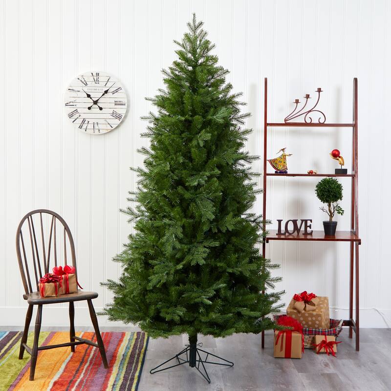 7ft. Fir Artificial Christmas Tree with 450 Warm White Lights and 1153 Bendable Branches - Radiant Holiday Glow