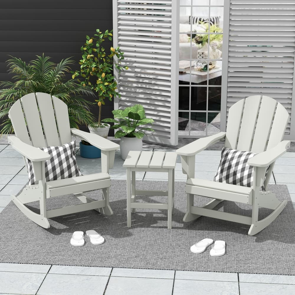 Laguna Hdpe All Weather Outdoor Patio Rocking Chairs With Side Table (3-Piece Set)