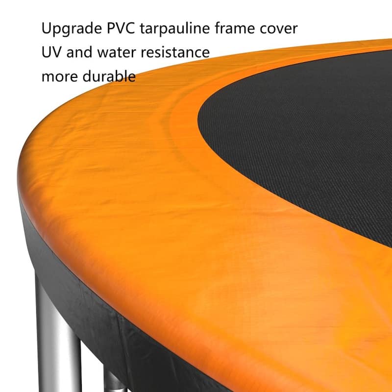 14FT Trampoline with Basketball Hoop Inflator and Ladder(Outer Safety Enclosure) Orange