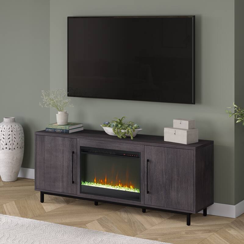 Julian Rectangular TV Stand with Crystal Fireplace for TV's up to 75"