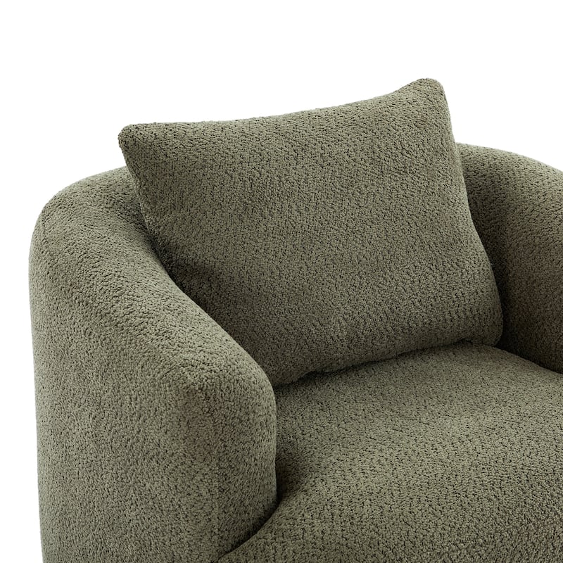 Roomfitters 360° Chenille Upholstered Swivel Barrel Chair Accent Sofa with Throw Pillow for Living Room Bedroom Office Hotel