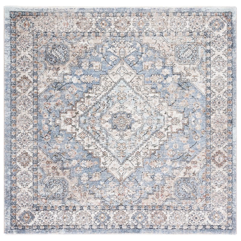 SAFAVIEH Jasmine Fonda Vintage Rug - 5'3" Square - Blue/Grey