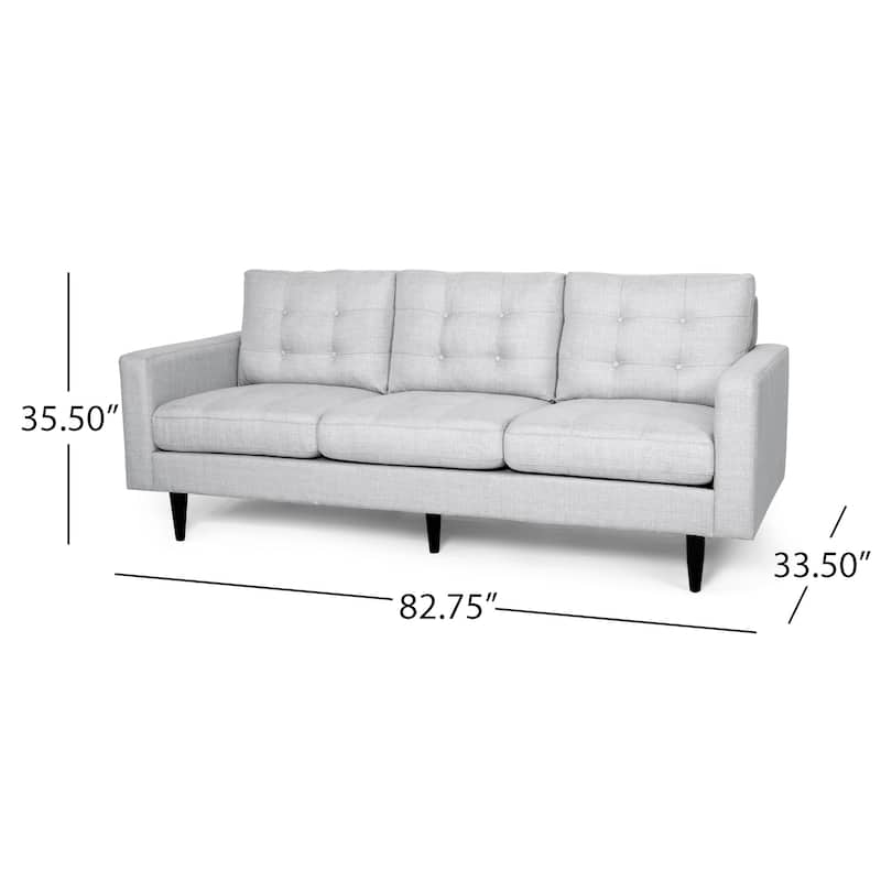 Light Grey Modern 82.75" Button Tufted 3-seater Sofa with Birch Wood Legs for Living Room