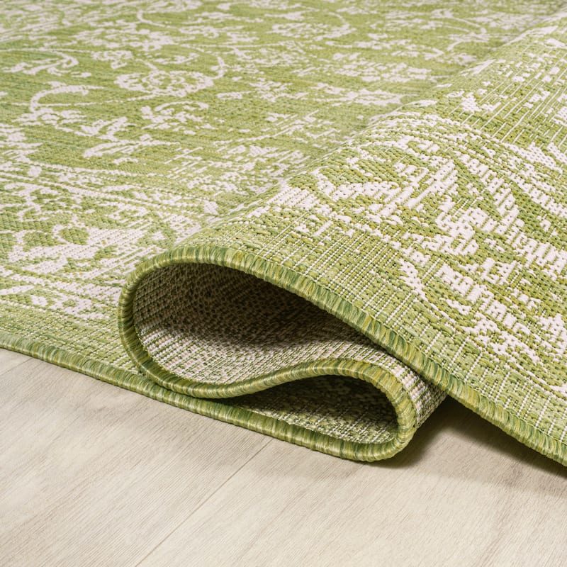 JONATHAN Y Sinjuri Bohemian Textured Weave Floral Indoor/Outdoor Area Rug