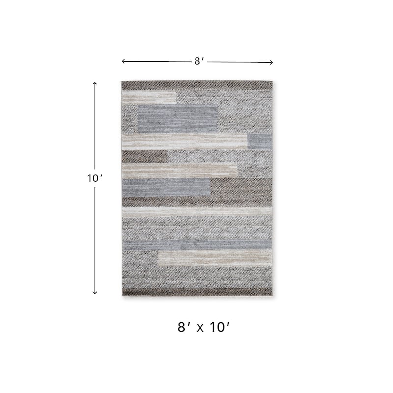 Signature Design by Ashley Sethburn Cream/Brown/Gray Large Rug - 94" W x 119.75" D x 0.5" H
