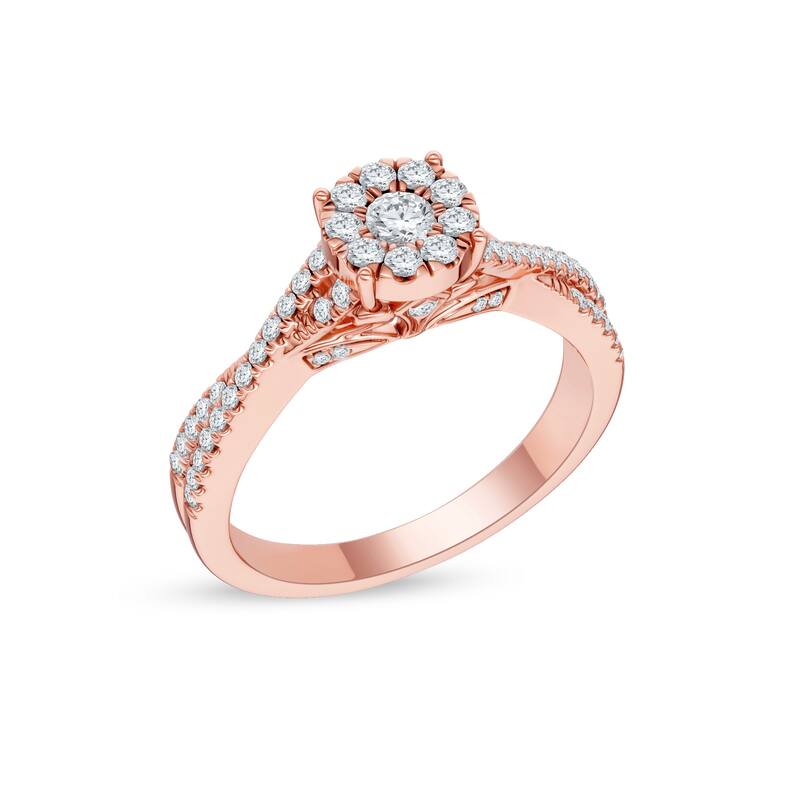 IGI Certified 1/2ct TDW Diamond Cross Over Engagement Ring in 10K Gold for Women