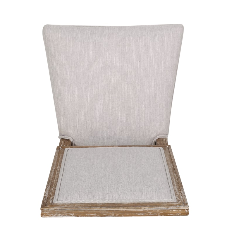 French Country Dining Chairs Set of 2 - Upholstered Fabric Seats with Cane Back & Rubberwood Legs