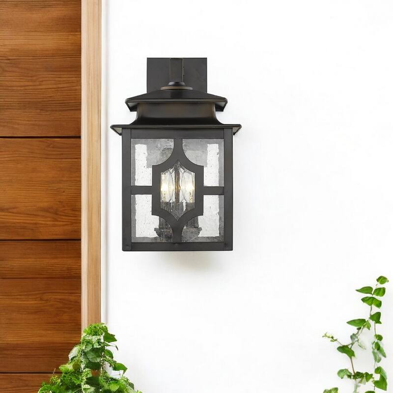 Outdoor Wall Light Fixture with Seedy Glass Shade and Bronze Flush Mount E12 LED Compatible - 3-Light