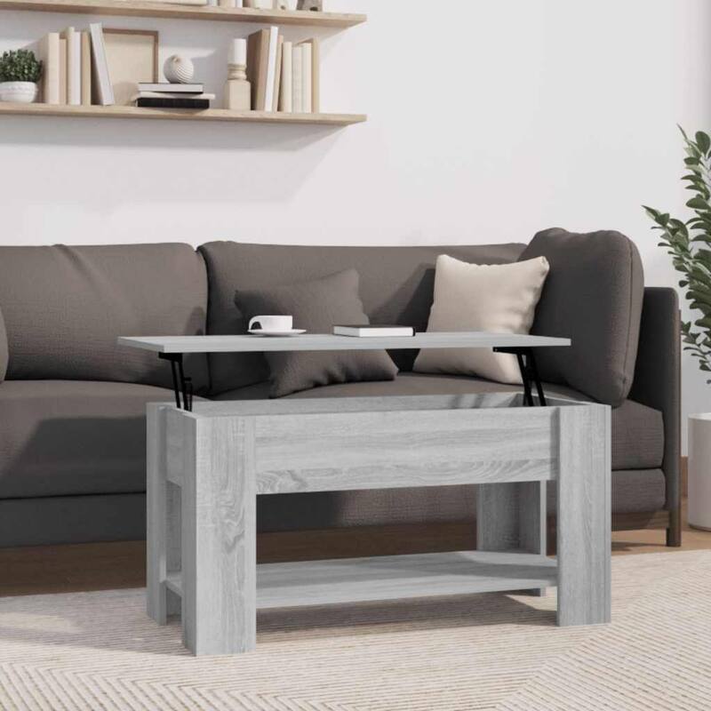 vidaXL Coffee Table Lift Top End Table Accent Side Sofa Table Engineered Wood - 39.8" x 19.3" x 20.5" - Gray sonoma