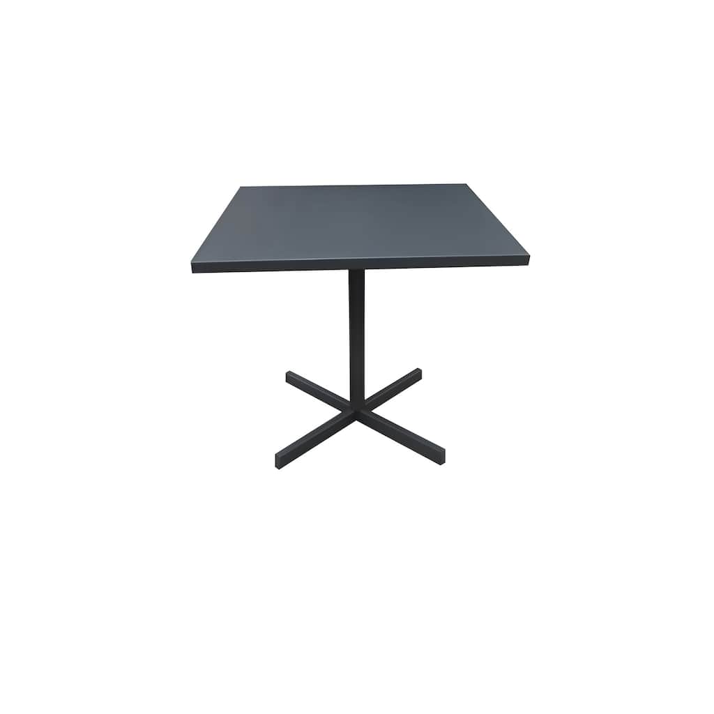 Grey Aluminum Square Pedestal Dining Table for 2 with Modern Fixed Base - 32” D x 32” W x 29” H