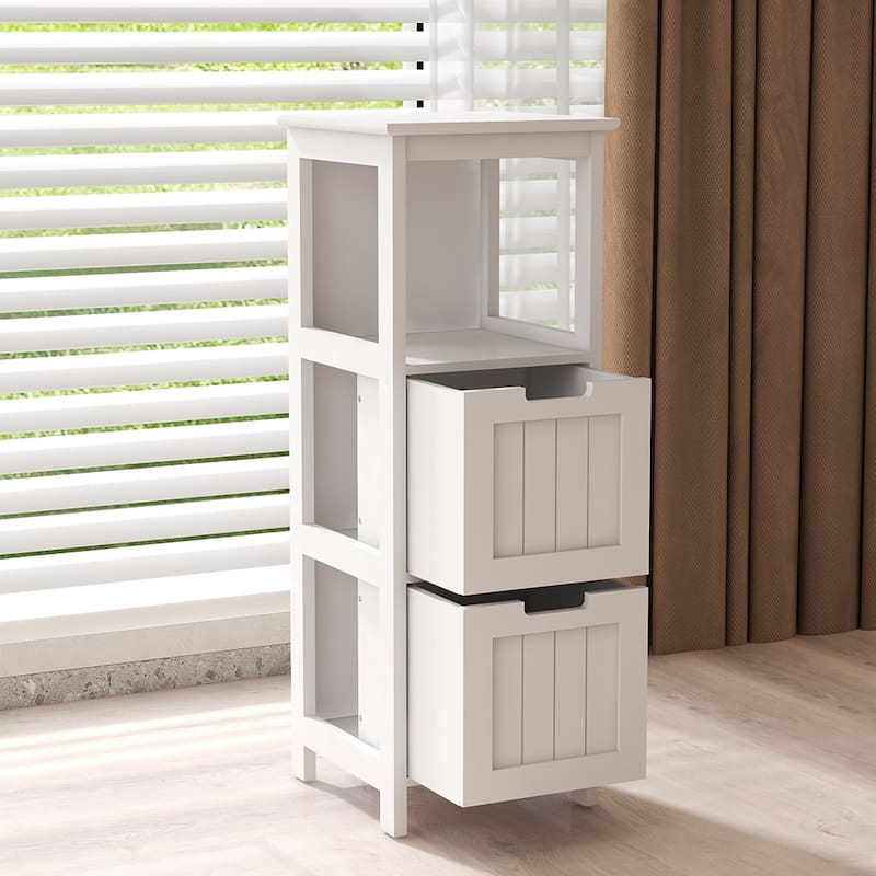 2-Drawer Bathroom Floor Cabinet, Storage Organizer Rack Stand