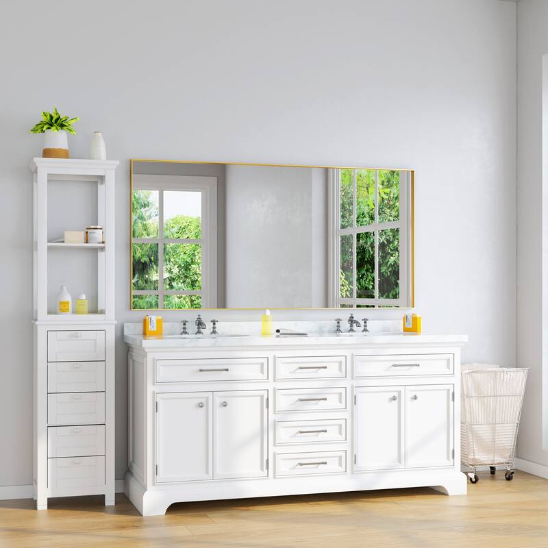 TOOLKISS Right Angle Aluminum Frame Bathroom Vanity Mirror with Clear Glass