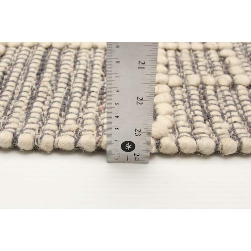 ECARPETGALLERY Braid weave Sienna Grey Wool Rug - 5'0 x 7'9