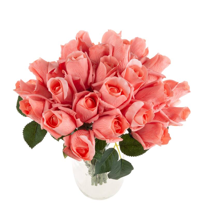 Pure Garden 24-piece Rose Artificial Flowers, Coral