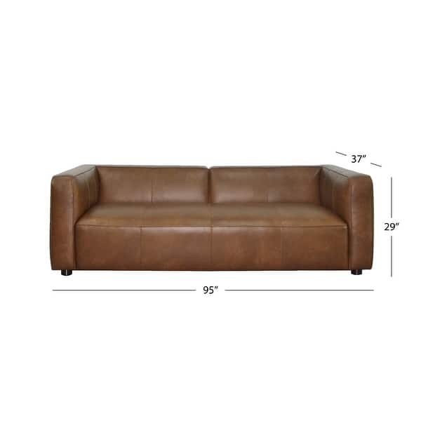Abbyson Hamilton Top Grain Leather Dark Camel Sofa