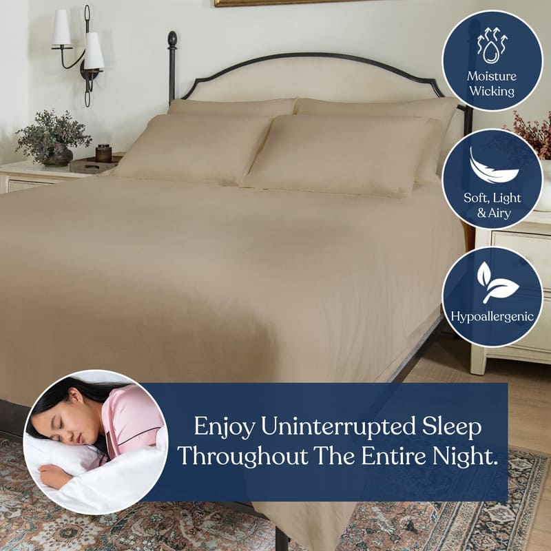 Delara GOTS Certified 100% Organic Cotton Bedding Bundle, Long Staple Cotton, Ultra Soft, Moisture-Wicking, Smooth & Breathable