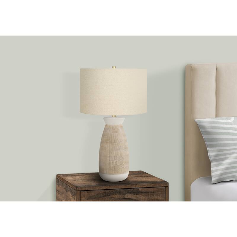 Ceramic Table Lamp 27 Inch Height with Linen Shade 3 Way Switch