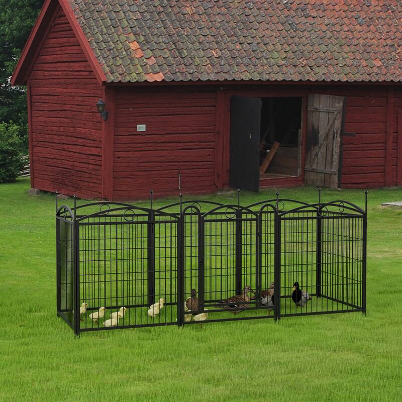 Dog Playpen 32 inch 8 Panels Metal Dog Pen Pet Dog Fence with Doors, Heavy Duty Dog Fence Puppy Pen Foldable Pet Exercise Pen