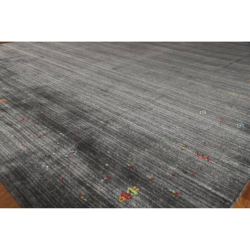 Hand Knotted Oriental 100% Wool Carpet Tribal Tribal Greys & Charcoal Gabbeh Area Rug - 10' 0'' X 8' 0''