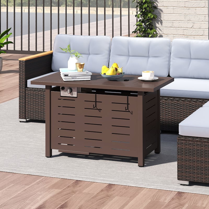 Costway 40-Inch Outdoor Propane Fire Pit with Lava Rocks Removable Lid - See Details