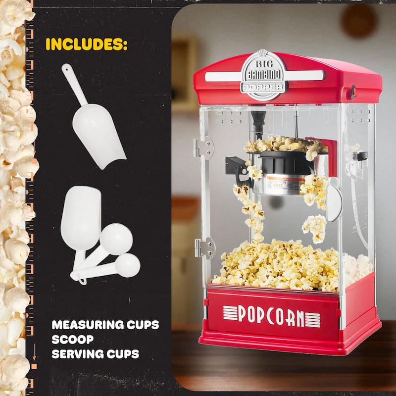 Popcorn Machine - Big Bambino Old Fashioned Popcorn Maker by Great Northern Popcorn (Red)