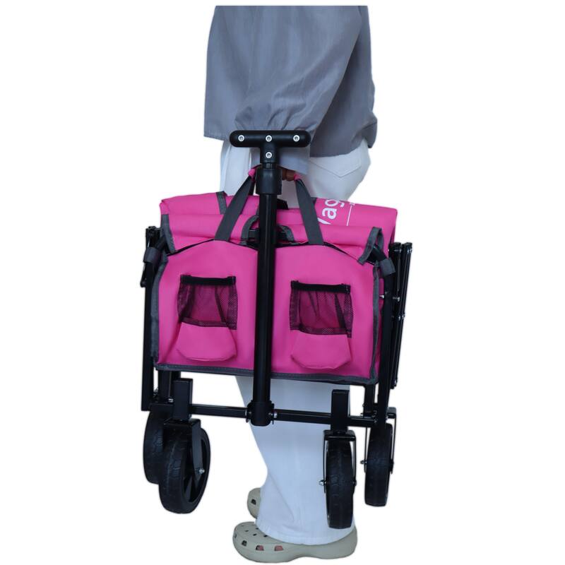 Expandable Dual-Layer Utility Wagon with 100% Extra Space - Grocery Cart for Camping,Shopping,Sports,Gardening,Fishing