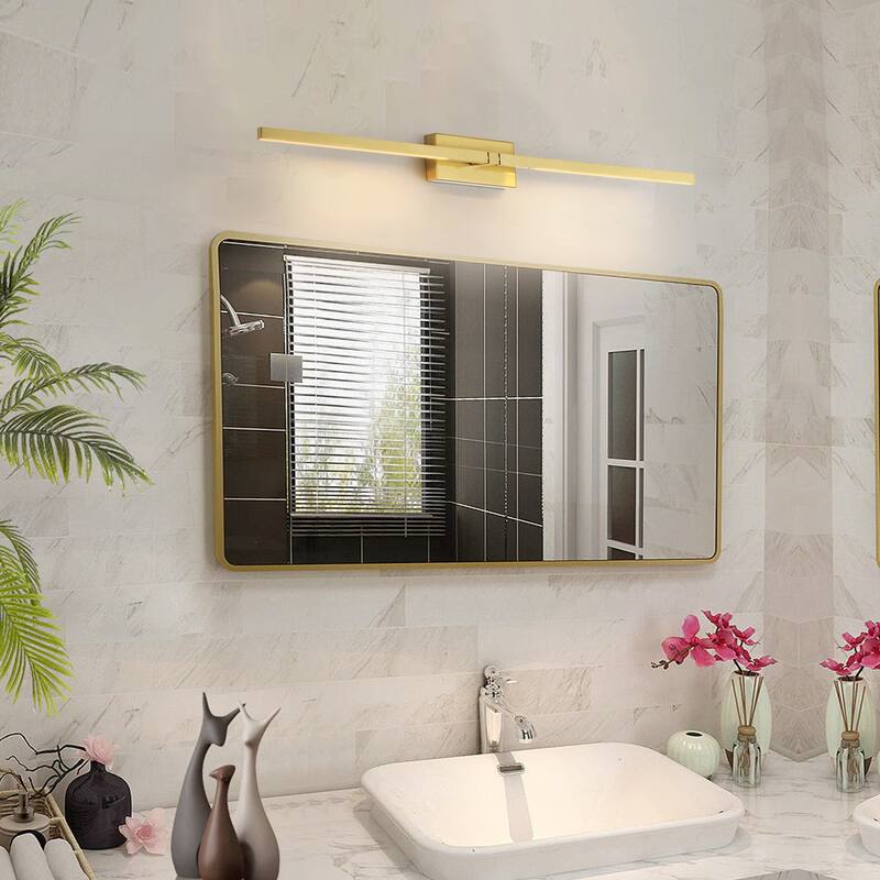 25" Modern Black/Gold LED Wall Sconce - 12W 3000K Warm Light, Linear Fixture for Bedroom & Hallway