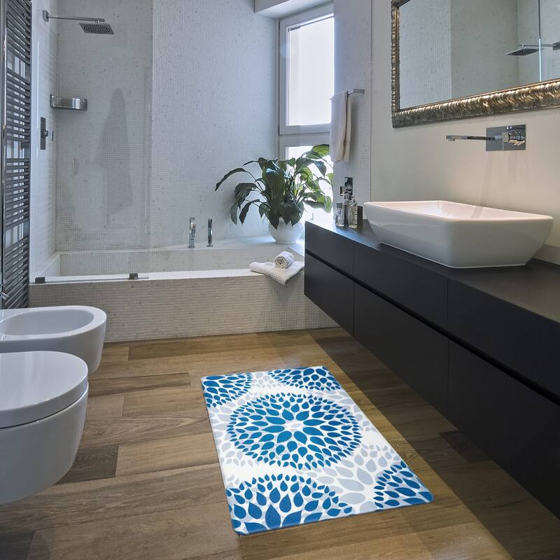 World Rug Gallery Modern Floral Circles Anti Fatigue Standing Mat