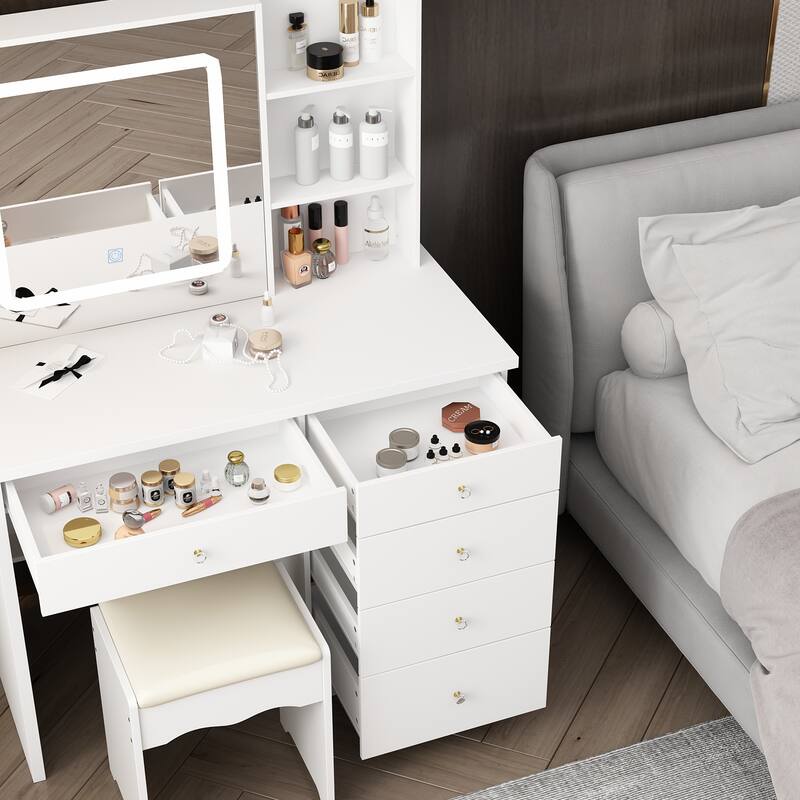 Makeup Vanity Set with 3 model Light & Stool