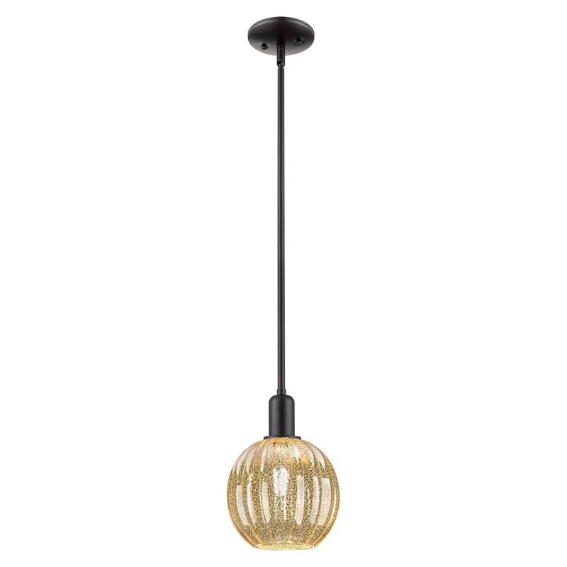 Innovations Lighting Downtown Urban - Preston - 1 Light 7" Globe Shade Cord Hung Mini Pendant - Matte Black/Mercury Shade