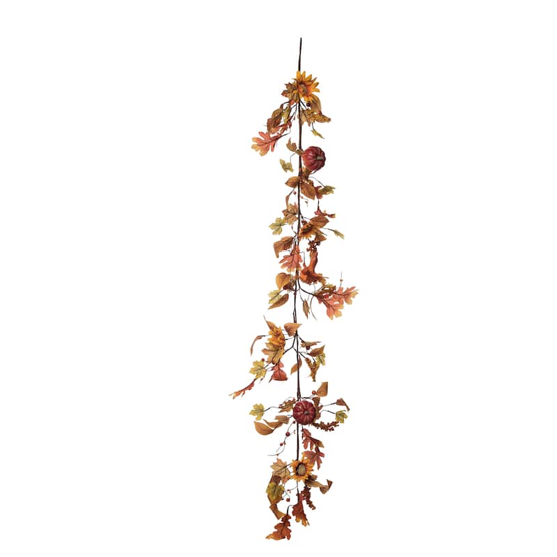 Transpac Metal 58 in. Multicolor Harvest Pumpkin and Sunflower Garland