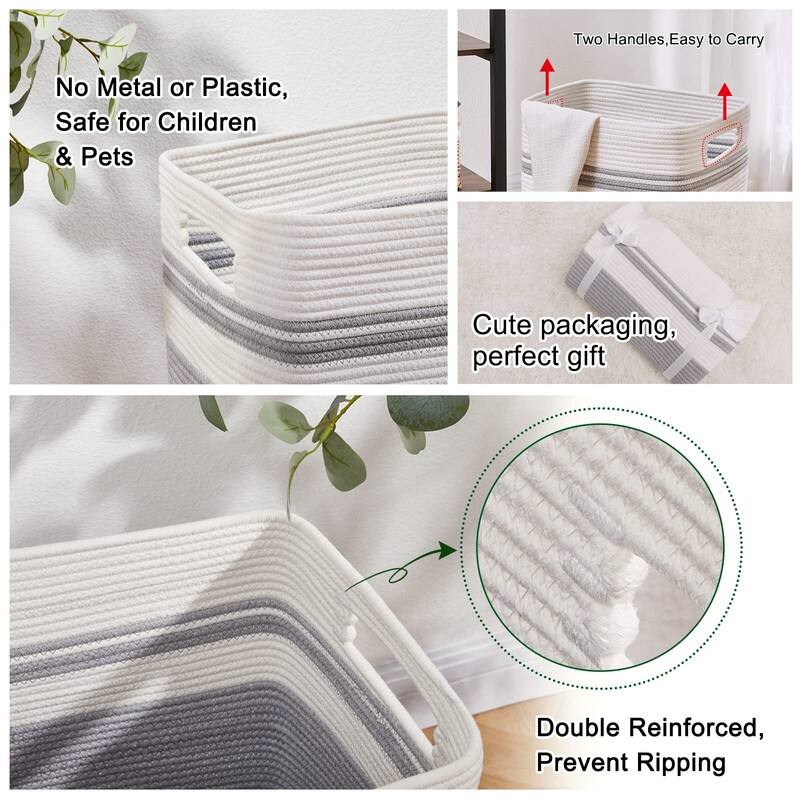 Laundry Hamper-Laundry Basket,Tall Cotton Storage Basket with Handles - 16*13*22