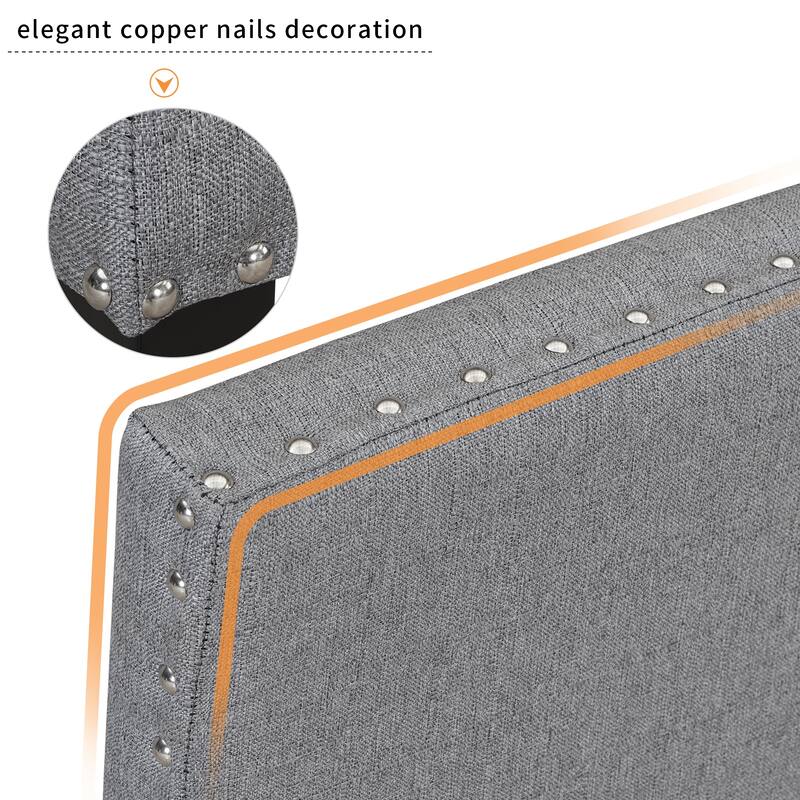 Minimalist Dining Chairs with Nailhead Trim, 5-Piece Kitchen Dining Table & Chairs Set, Black Grey Breakfast Nook