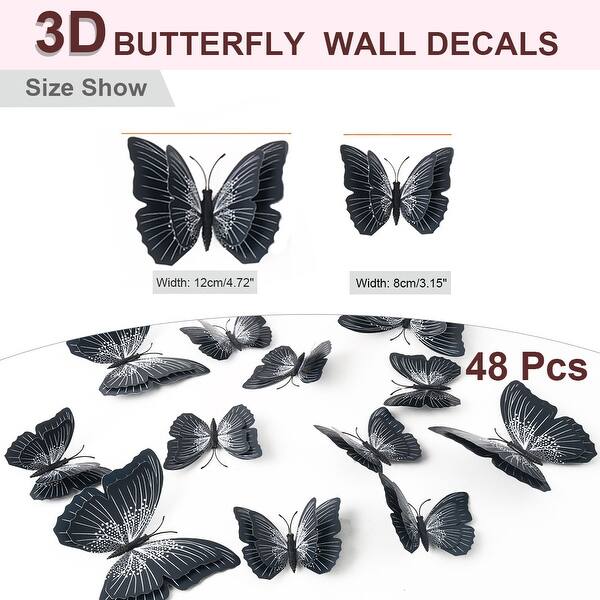 Shop 48pcs 3d Butterfly Wall Stickers Fresco Stickers For Room