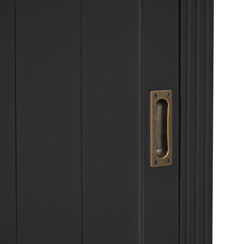 83.4" Modern LED Bookshelf with Sliding Doors & Open Shelves - Space-Saving Storage Bookcase for Living Room and Home Office