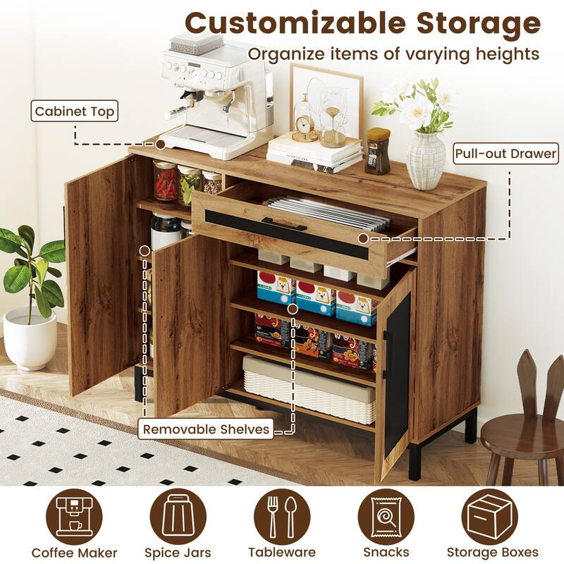 Gymax 48'' Sideboard Buffet Cabinet w/Drawer & Removable Shelves for