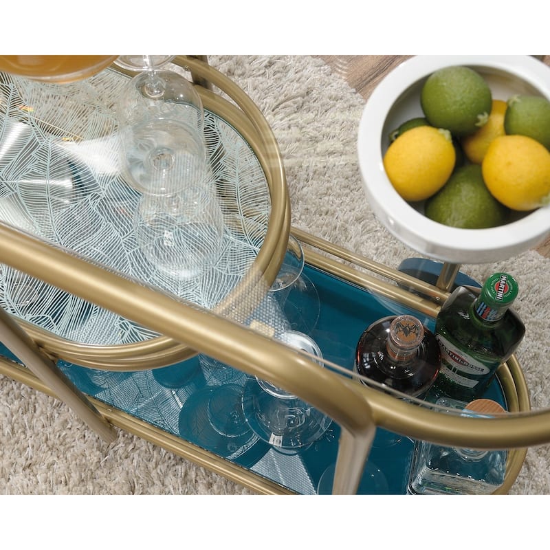 Coral Cape Bar Cart Metal/glass