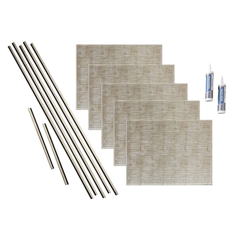 FASÄDE Ripple Decorative Vinyl Backsplash Panel - 15 Sq Ft Kit - Vintage Metal
