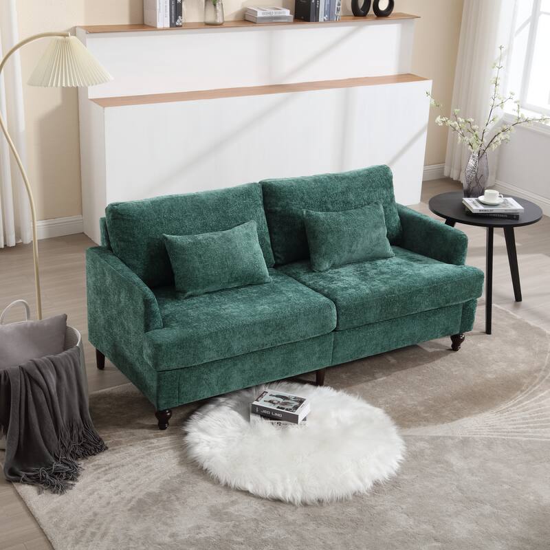 2-Seat Emerald Chenille Loveseat Sofa for Living Room and Bedroom