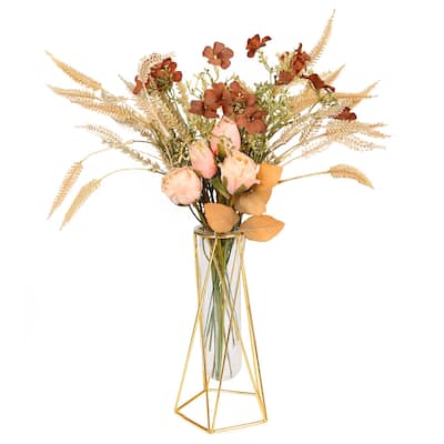 Fake Flowers with Vase, Artificial Flowers Fake Plants Bouquet Decoration for Home Decor Table Centerpieces