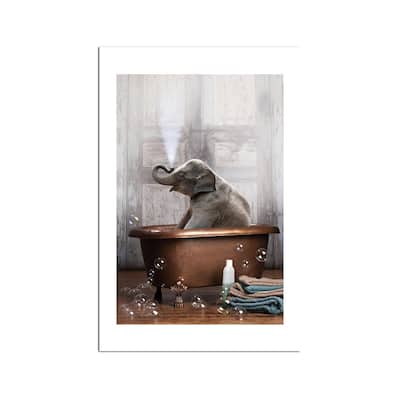 Elephant In The Tub Fine Art Paper Print by Domonique Brown - Multi
