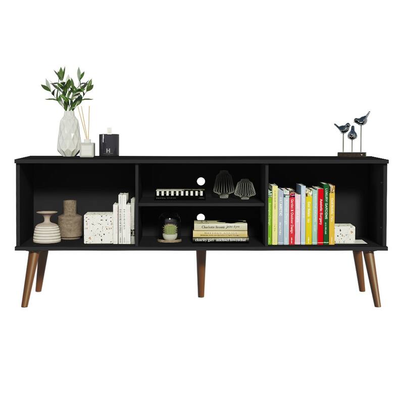 Madesa TV Stand Mid-Century Console with 2 Doors and 2 Shelves and Metal Knobs for 55, 65 Inch Media Storage - 59 inches