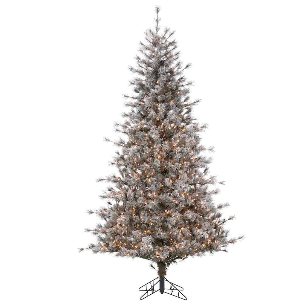 7.5 Foot Lightly Flocked Hard Mixed Needle Scotch Pine Tree with Pine Cones
