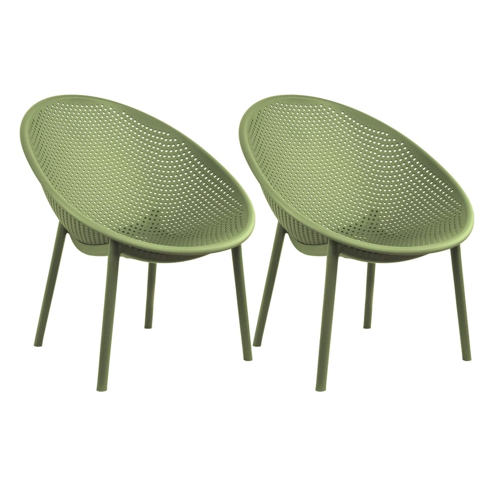 Set of 2 Modern Plastic Lounge Chair Plastic Legs with Polka Dots Spot Breathable for Patio Indoor Outdoor Use