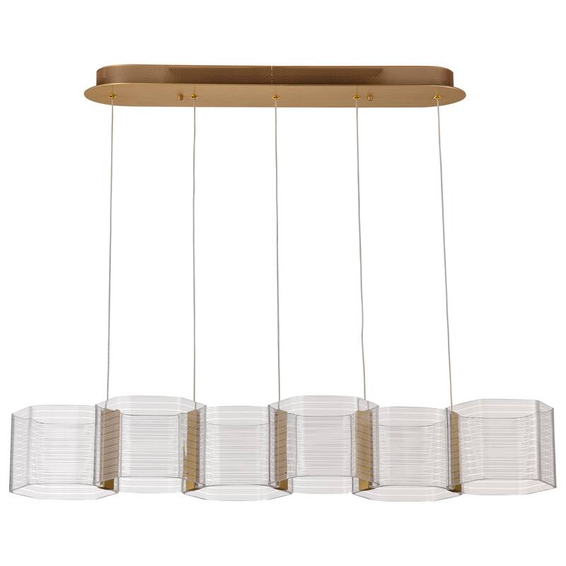 Kenzo LED 6 Light Island Pendant Polished Anodized Bronze Finish Light Guide Panel - Polished Anodized Bronze